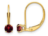 7/10 Carat (ctw) Garnet Leverback Hoop Earrings in 14K Yellow Gold